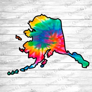 Alaska Tie Dye PNG, Alaska png, Tie Dye png Sublimation Design, State PNG, Alaska, Tie Dye, Sublimation, Rainbow png