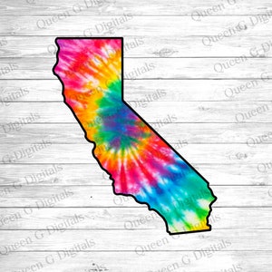 California Tie Dye PNG, Californië png, Tie Dye png Sublimation Design, State PNG, Californië, Tie Dye, Sublimatie, Rainbow png
