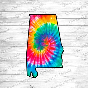Alabama Tie Dye PNG, Alabama png, Tie Dye png Sublimation Design, State PNG, Alabama, Tie Dye, Sublimation, Rainbow png