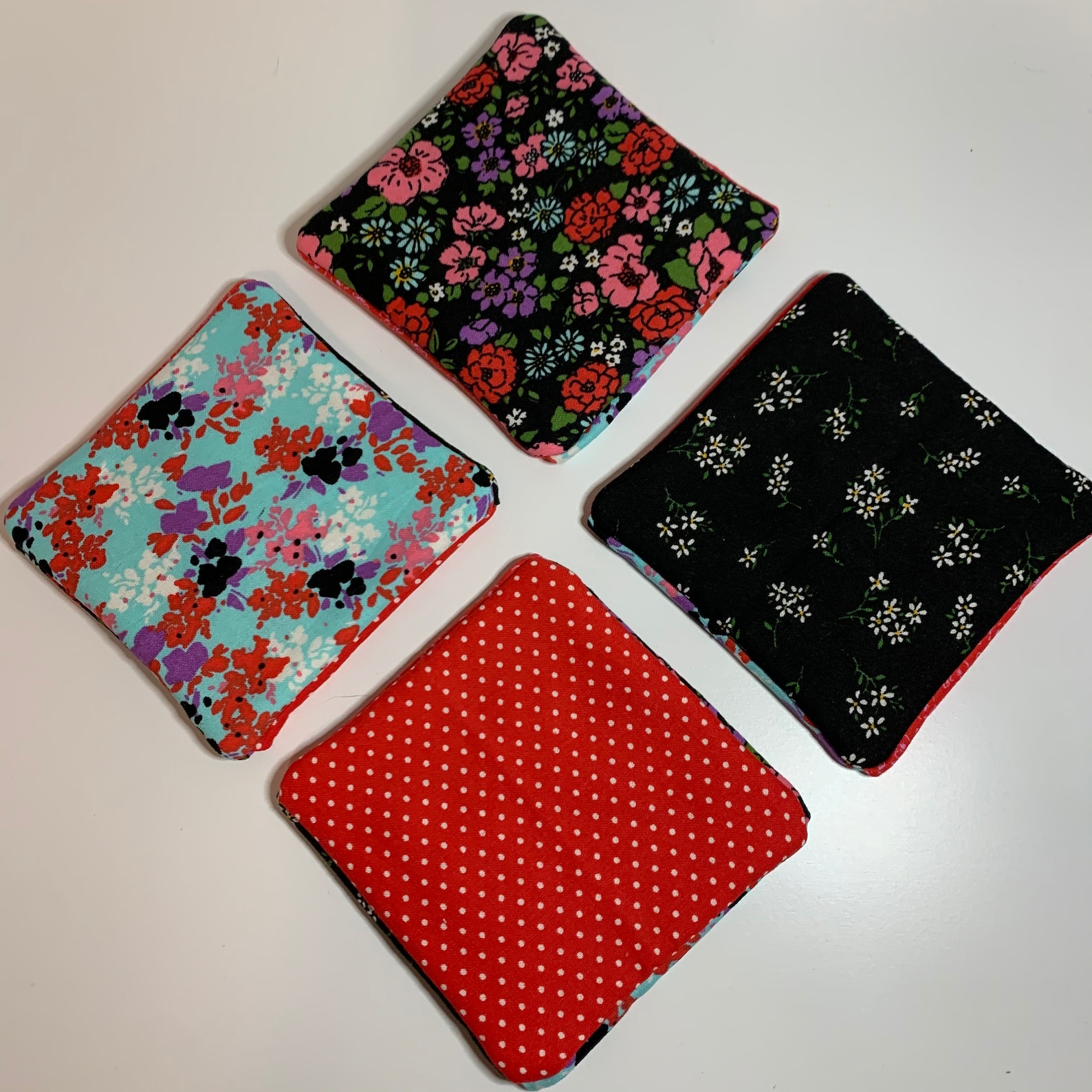 Set of 4 Handmade Fabric Coasters Etsy