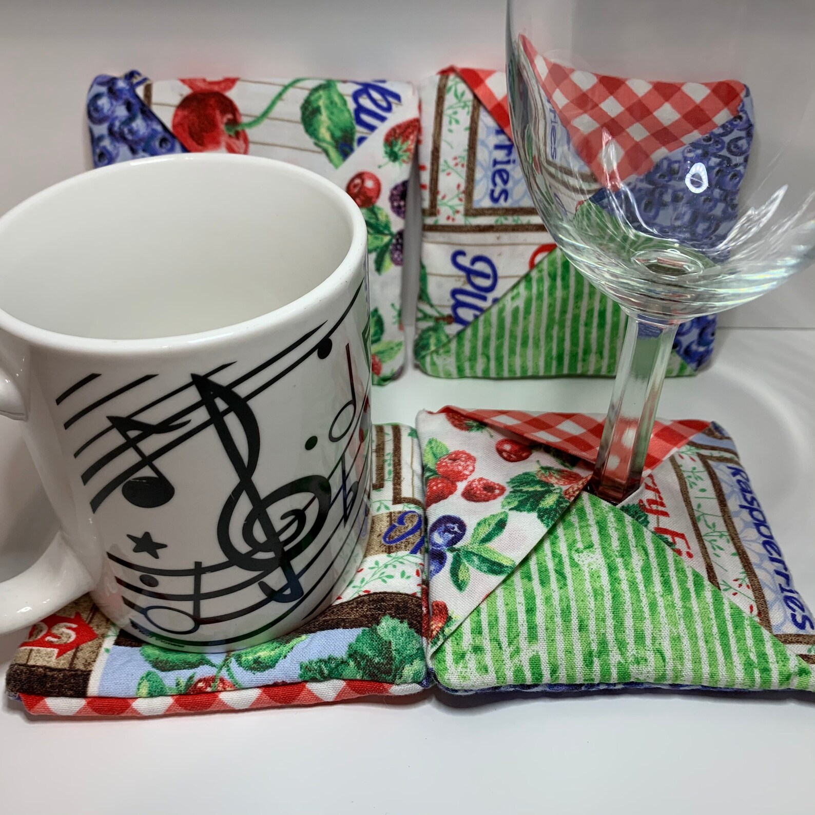 Set of 4 Handmade Fabric Coasters Etsy