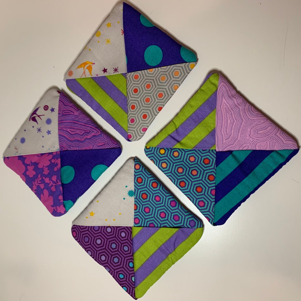 Set of 4 Handmade Fabric Coasters Etsy