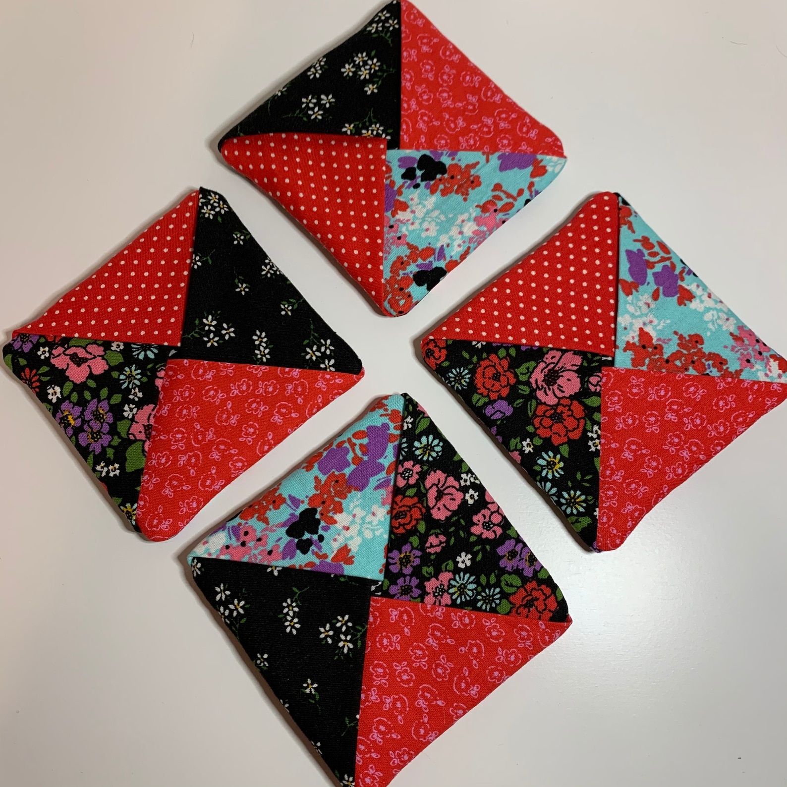 Set of 4 Handmade Fabric Coasters Etsy