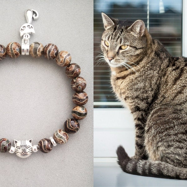 Brown Tabby Cat Bracelet | Cat Bracelet | Cat lover gift | Cat memorial bracelet | Pet Bracelet | Cat gift | Cat jewelry | Tabby cat