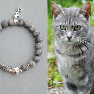 Light Gray Tabby Cat Bracelet | Cat Bracelet | Cat Lover Gift | Cat Memorial Bracelet | Pet Bracelet | Cat charm | Cat jewelry  | Cat gift