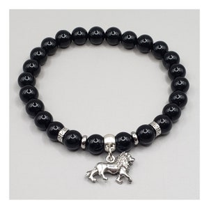 Black Onyx Men Bracelet | Men Bracelets | Lion Bracelet | Gemstone Bracelet | Bracelets for Men | Animal Bracelets | Lion Bracelets