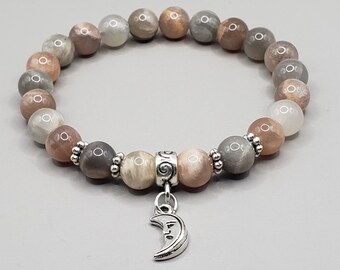 Moonstone Bracelet | Multicolor Moonstone Bracelet | Natural Moonstone | Mother's gift | Moon Bracelets | Charm Bracelet, Gift for Mom Women