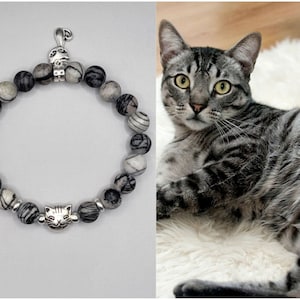 Gray Tabby Cat Bracelet | Cat Bracelet | Cat Lover&#39;s Gift | Cat Memorial Bracelet | Cat Mom | Cat Charm | Cat Jewelry | Cat Gift | Cat Charm