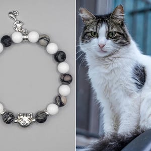 Gray Tabby White Cat bracelet | Cat Bracelet | Cat lover gift | Cat memorial bracelet | Pet Bracelet | Cat charm | Cat jewelry | Cat gift