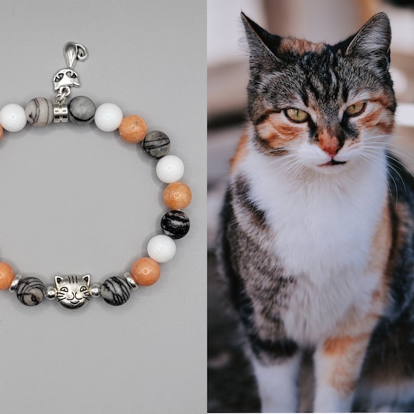 Calico Tabby Cat Bracelet | Cat bracelet | Cat lover gift | Cat memorial bracelet | Pet bracelet | Cat charm | Cat jewelry | Calico cat