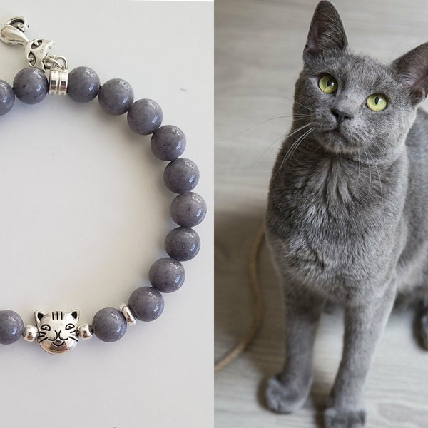 Gray Cat Bracelet | Cat Bracelet | Cat lover gift | Cat memorial bracelet | Pet Bracelet | Cat charm bracelet | Cat jewelry  | Gray cat