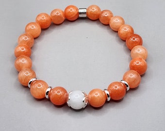 Jade Bracelet | Orange jade bracelet | Orange jade | orange bracelet | Gift for Mom , Daughter, Mother's gift | Gift for Her, Women bracelet