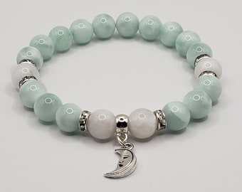 Moonstone Bracelet | Green Moonstone | Natural Moonstone | Gemstone Bracelet | Moon Bracelets | Charm Bracelet| Mother's Gift | Gift for Mom