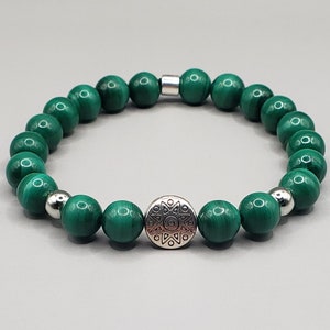 Malachite Bracelet | Natural Malachite | Gemstone Bracelet | Gift for Mom | Charm Bracelets | Green Gemstone | Mother&#39;s Gift | Women Gift