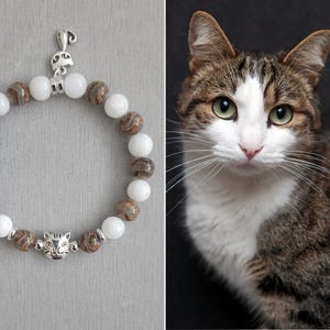 Brown Tabby White Cat Bracelet | Cat Bracelet | Cat Lover Gift | Cat Memorial Bracelet | Pet Bracelet | Cat charm | Cat jewelry  | Tabby cat