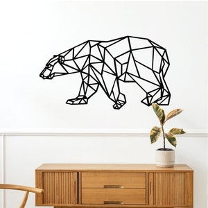 May include: Geometric black bear wall art decal, a modern and minimalist design, perfect for adding a touch of nature to any room.