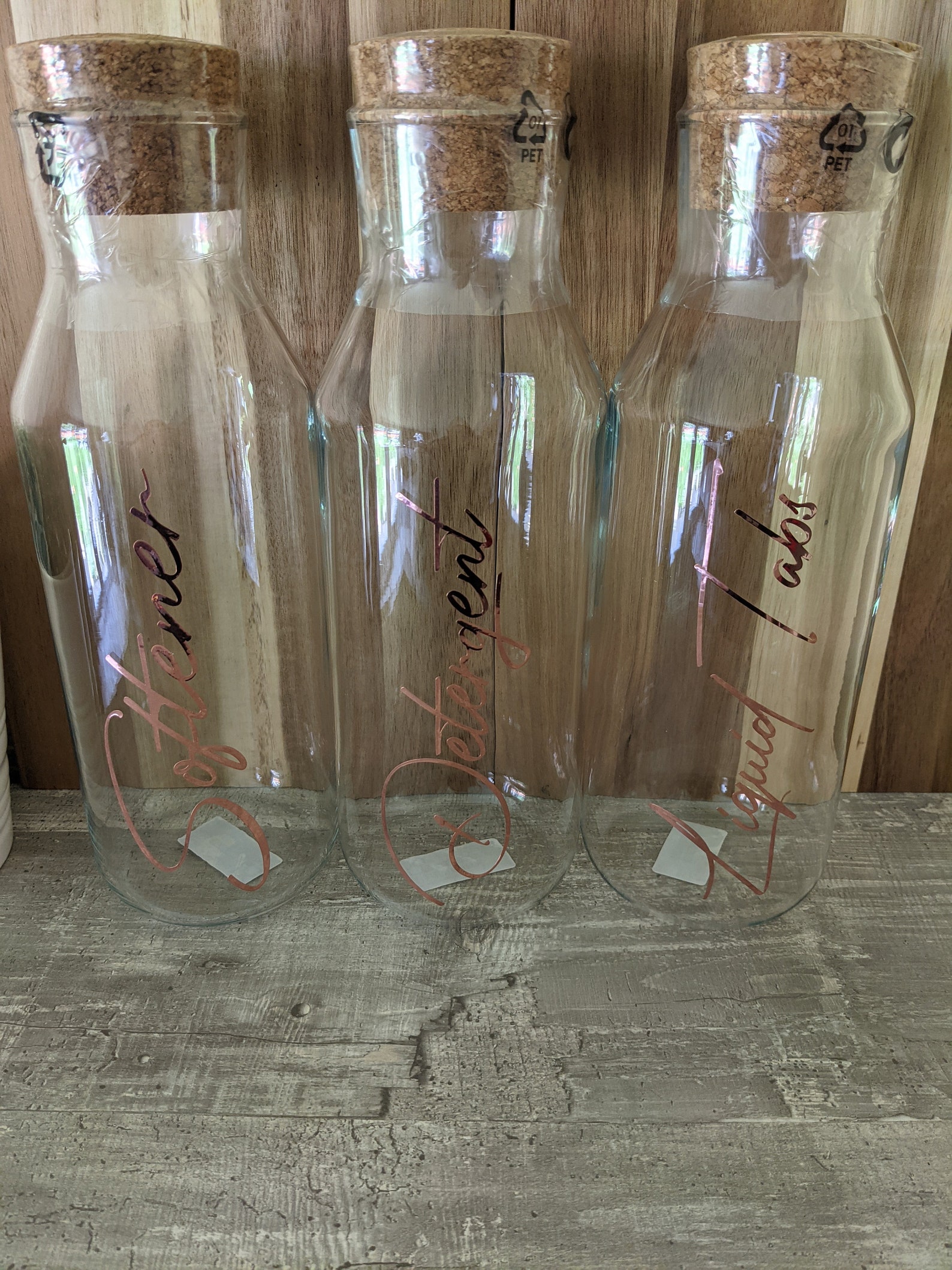 Laundry Bottles Personalised Glass Storage Bottle Cork Etsy