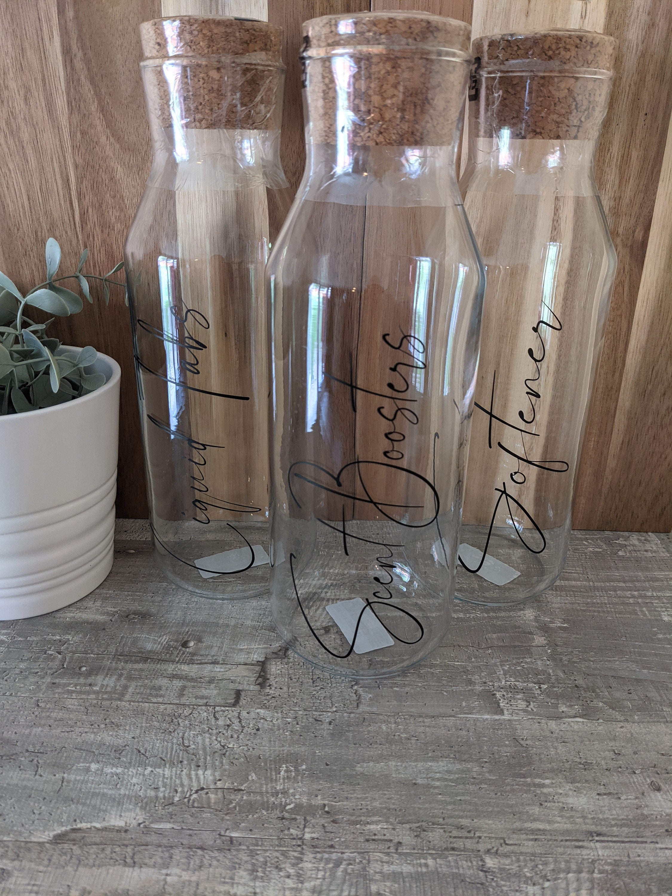 Laundry Bottles Personalised Glass Storage Bottle Cork Etsy