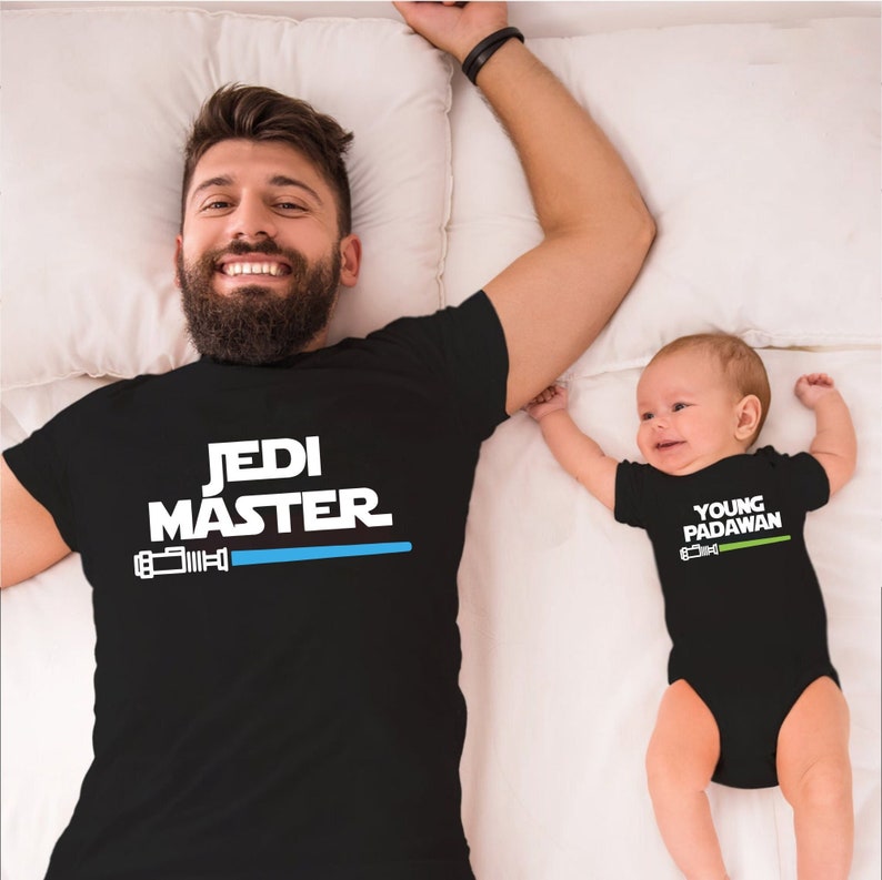 Jedi Master Young Padawan, first father's day, Dad and baby matching shirt, Star war baby, first time dad gift, Fathers Day dad son daughter 