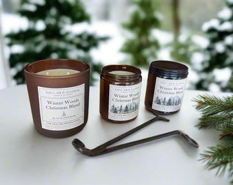 Winter Woods Beeswax Candle: Essential Oil Scented, Non-Toxic, All Natural Christmas Tree Scented, Handmade In Front Royal, VA