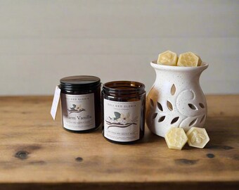 Vela de cera de abeja con aroma a vainilla / Mecha de cáñamo orgánico / Infusionada con extracto botánico de vainilla / Libre de toxinas / Hecha a mano / Pura. Comprobada. Mejor.