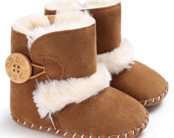 Yukio Cotton Soft Nonslip Sole Pre-Walkers | Winter Boots | Fluffy | Baby | Toddler | Brown