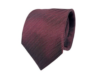 Burgundy Red Silk Tie in a Wooden Gift Box / 7.5 cm Necktie Gift for Him / High Quality Gift for Father's Day-Birthday-Wedding