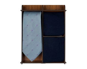 Ensemble cravate floral bleu / Ensemble cadeau cravate et chaussettes / Cadeau pour lui / Cravate de mariage / Cravate italienne / Ensemble cadeau garçons d'honneur