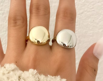 925 Sterling Silver Ring, Silver Round Ring, Chunky Ring, Minimalist Ring, Trendy Ring, Adjustable Ring, Abstract Geometric Ring, Stack Ring