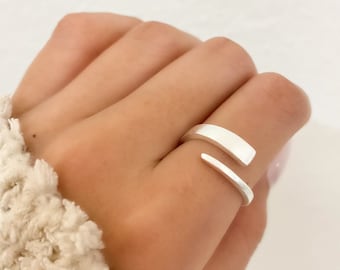 925 Silver Ring, Sterling Silver Wrap Ring, Minimalist Ring, Thin Band Silver Ring, Layer Ring, Stackable Ring, Everyday Ring, Matte Ring