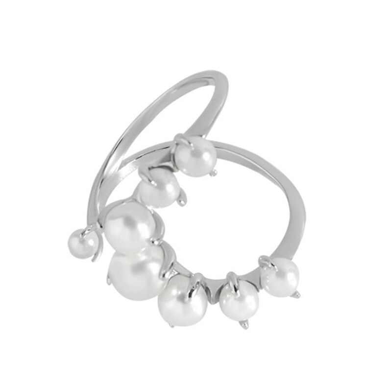 925 Sterling Silver Pearl Ring Cshaped Ring Pearl Ring Etsy