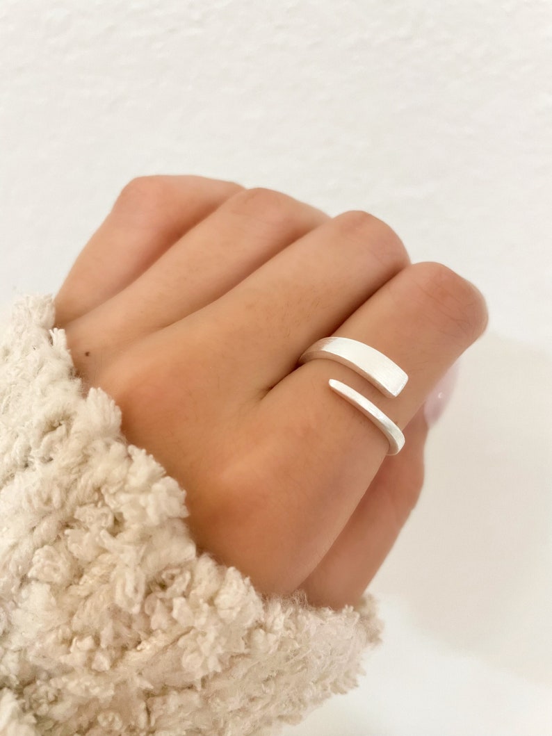 925 Silver Ring, Sterling Silver Wrap Ring, Minimalist Ring, Thin Band Silver Ring, Layer Ring, Stackable Ring, Everyday Ring, Matte Ring image 1