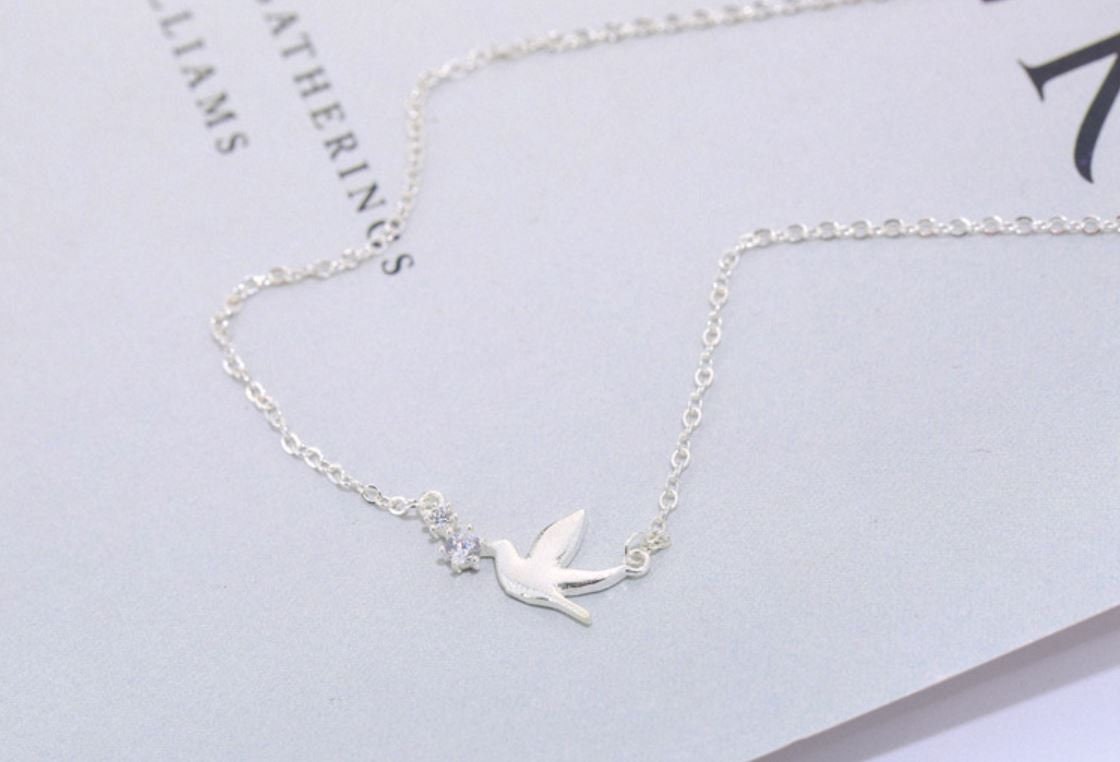 Sterling Silver Dainty Bird Necklace Minimalist Necklace - Etsy