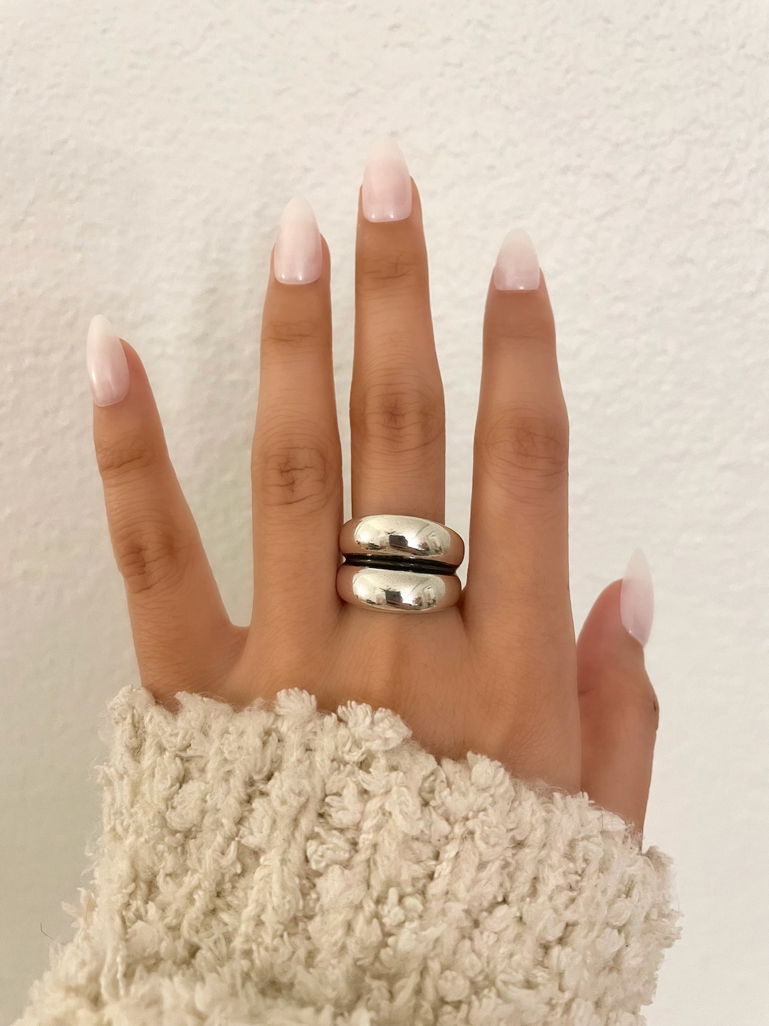 925 Sterling Silver Chunky Dome Ring: Adjustable Wide Statement Band - Etsy