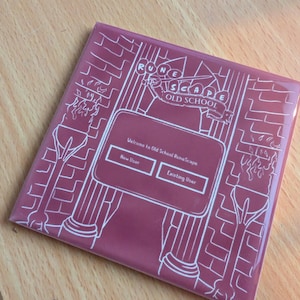 May include: A maroon square tile with a white graphic. The design includes the words "RuneScape Old School" and a rectangular interface. The interface has the text "Welcome to Old School RuneScape" and buttons for "New User" and "Existing User".