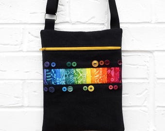 Boro Denim Crossbody Bag, Upcycled Denim Sling Bag, Recycled