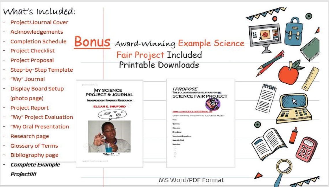 Science Fair Project Experiment Planner Guide With Bonus Example ...