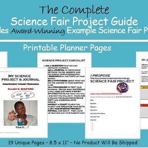 Guida per la pianificazione degli esperimenti del progetto Science Fair con progetto di esempio bonus per bambini, studenti, diario, note, lista di controllo, rapporto, modello