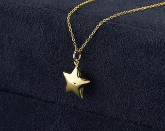 Dainty Star Necklace 14K Solid Gold, Graduation Gift, Gold Star Charm, Real Gold Star Sign Necklace, Astrology Necklace, Star Pendant Gold