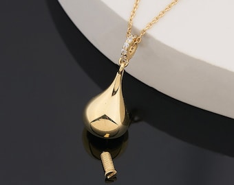 14K Diamond Gold Tear Drop Cremation Urn Necklace Human Ashes Necklace Gold Urn Pendant Keepsake Necklace Pet Ashes Urn Gemstone Cremation
