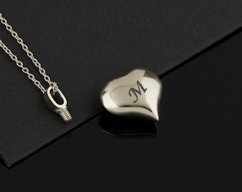 Sterling Silver Cremation Heart Urn for Dad Mom Baby Son Ashes Holder Pendant, Memorial Necklace, Ash Holder Necklace, Dad Mom Loss Necklace
