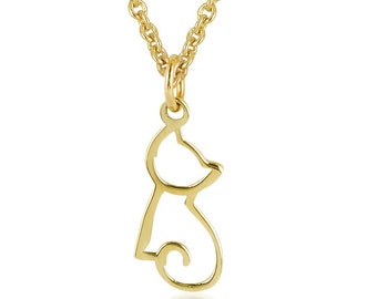Cat Pendant 14K Solid Gold | Dainty Gold Cat Necklace | Cat Themed Gift | Cat Charm Necklace | Cat Lovers Gift | Cat Memorial Gift