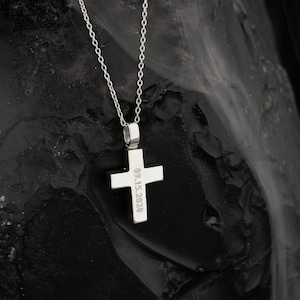 Engraved Cross Cremation Urn Necklace for Ashes | Personalized Sterling Silver Cross Necklace | Cremation Jewelry | Mom & Dad Loss Necklace