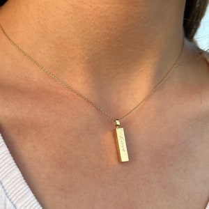 Solid Gold Bar Cremation Urn Necklace, 14K Gold Necklace for Ashes, Cremation Urn Necklace, Pet Loss Necklace, Ash Holder Necklace