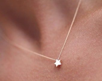 Collar de estrellas Delicado oro de 14K / Collar de signos de estrellas / Collar de astrología diaria / Collar de oro macizo / Regalo de graduación / Regalo de damas de honor