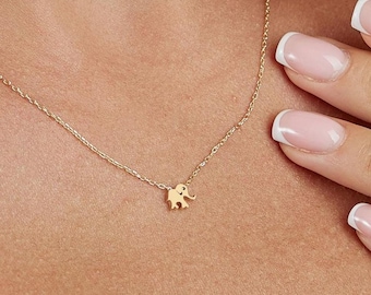 14k Gold Elefant Halskette Zierliche Tier Schmuck Minimalist Elefant Halskette Schlichte Elefant Halskette Tier Anhänger Weihnachtsgeschenk