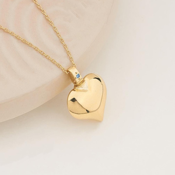 14K Gold Heart Urn Necklace Ashes Cremation Necklace with Birthstone Personalized Cremation Jewelry Keepsake Memorial Pendant Christmas Gift