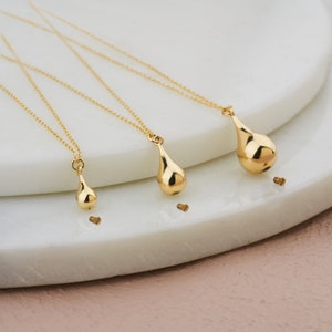 Cremation Jewelry Tear Drop Urn Necklace, 14K Real Gold Tear Drop Cremation Urn Necklace, Gold Keepsake Pendant, Gold Layering Necklaces
