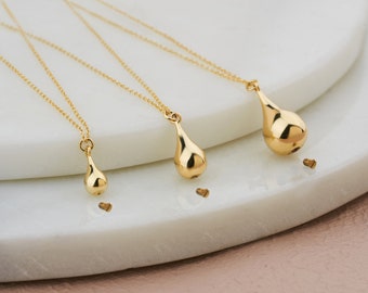 Cremation Jewelry Tear Drop Urn Necklace, 14K Real Gold Tear Drop Cremation Urn Necklace, Gold Keepsake Pendant, Gold Layering Necklaces