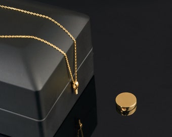 Personalized 14K Ash Holder Round Urn Necklace, Solid Gold Cremation Disc Necklace, Gold Cremation Urn Necklace, Keepsake Memorial Jewelry